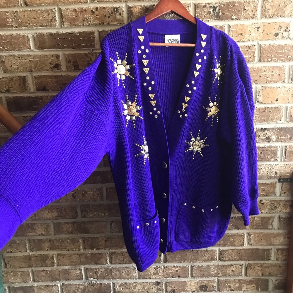 Vintage Beaded Deep Purple Hosanna Cardigan